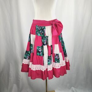 Vintage Square Up Women's Pink Patchwork Square Dancing Skirt Size XL